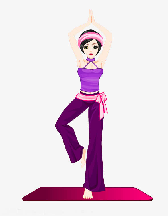 卡通瑜伽女孩