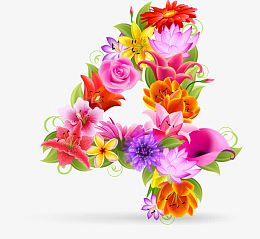 时尚花纹花朵鲜花数字4