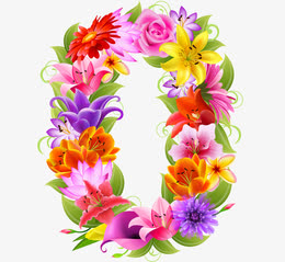 时尚花纹花朵鲜花数字0