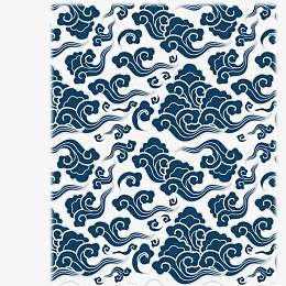 青色古典祥云背景元素