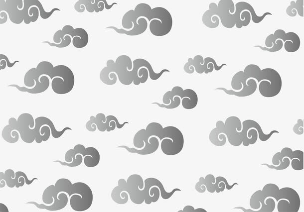 黑白渐变风格中国传统祥云底纹免抠素材免费下载_觅元素51yuansu.com