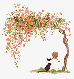 花树下的女孩