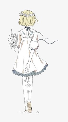 白衣少女的背影