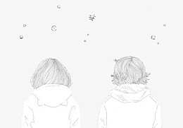 手绘情侣背影