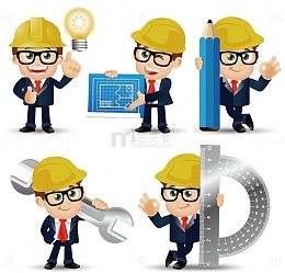 建筑工程师卡通图
