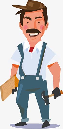 卡通装修工人矢量图