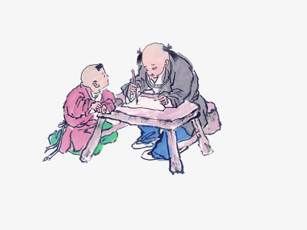 两小儿学习图片
