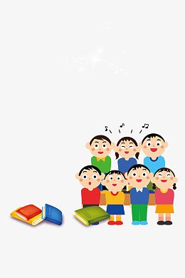 一起唱歌的小学生