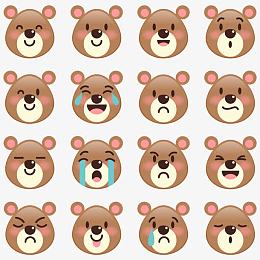 矢量可爱的熊面部表情