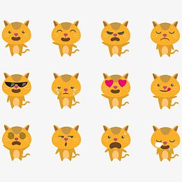 猫滑稽表情符号矢量素材