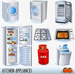 一套厨房用具矢量素材,