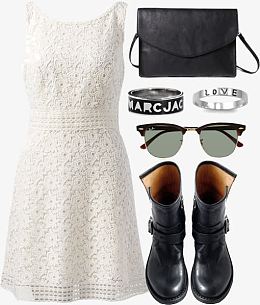 白色蕾丝收腰连衣裙