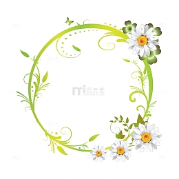 绿色小清新白色花环