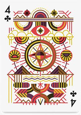 创意的成套扑克牌草花4