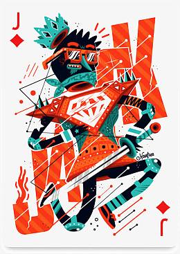 创意的成套扑克牌方块j