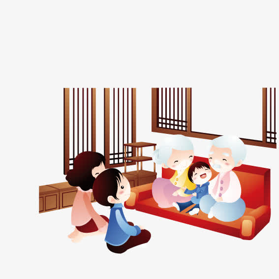坐在沙发上的老人