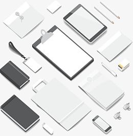 黑白色调办公用品矢量素材