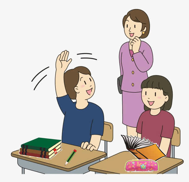 卡通教师和学生