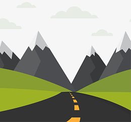 卡通山地道路景观