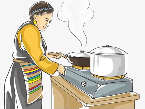 妈妈的味道png透明解渴被卡通扛水工扛着的蓝色aipng卡通做饭矢量图