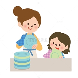 手绘人物图片手绘素材 妈妈和女