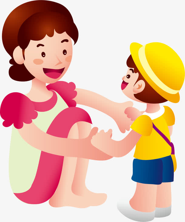 温馨母女插画矢量图