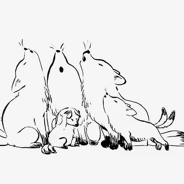 卡通狼群草图