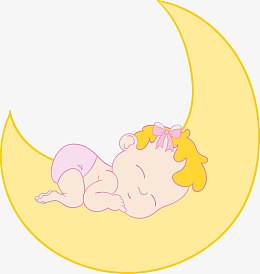 矢量月亮上的婴儿