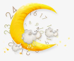 手绘月亮手绘 月牙 绵羊