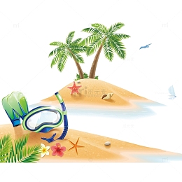 海边潜水和椰子树