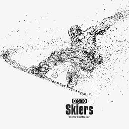 颗粒艺术  滑雪