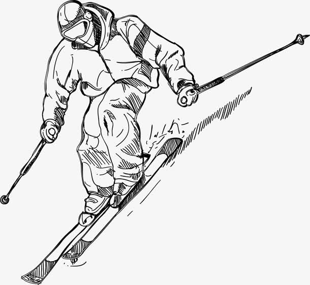 滑雪人物简笔画画法图片