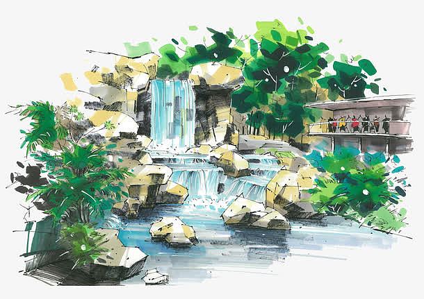 手绘景区