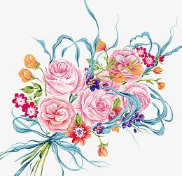 手绘粉色花型图案