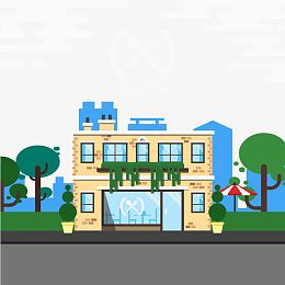 扁平化城市建筑图