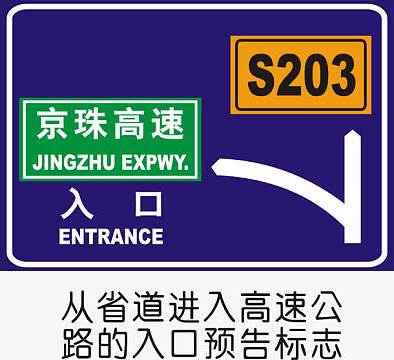 从省道进入高速公路的入口预告标