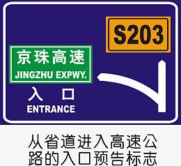 从省道进入高速公路的入口预告标