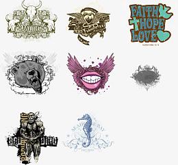 潮流T恤图案01矢量素材