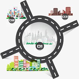 扁平化风格城市与道路矢量