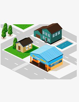 矢量3D房屋建筑图片图片下载