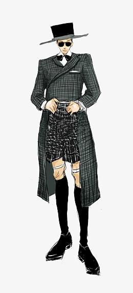 帅气休闲男装西服插画设计