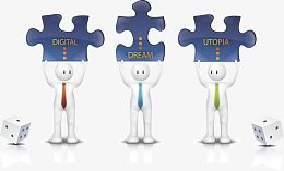 拿着拼图的小人