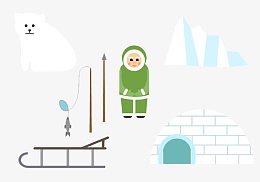 北极熊冰天雪地钓鱼