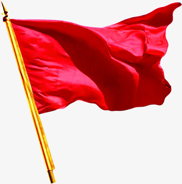 红色漂浮红旗节日