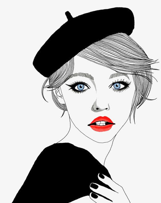 手绘女生免抠素材免费下载_觅元素51yuansu.com