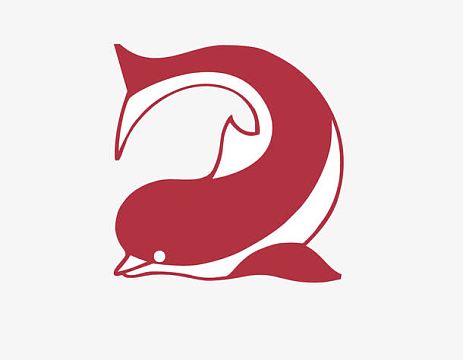 红色的小海豚矢量图