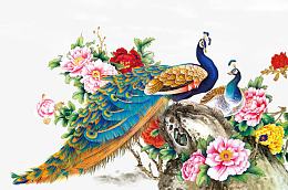 百花孔雀图