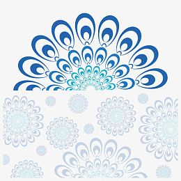 蓝色孔雀展翅羽毛元素