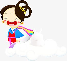 卡通可爱嫦娥白兔形象元素