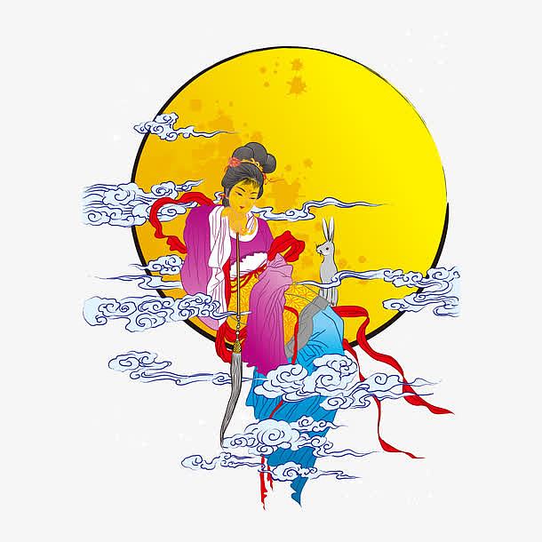 时尚创意中秋节海报嫦娥奔月元素